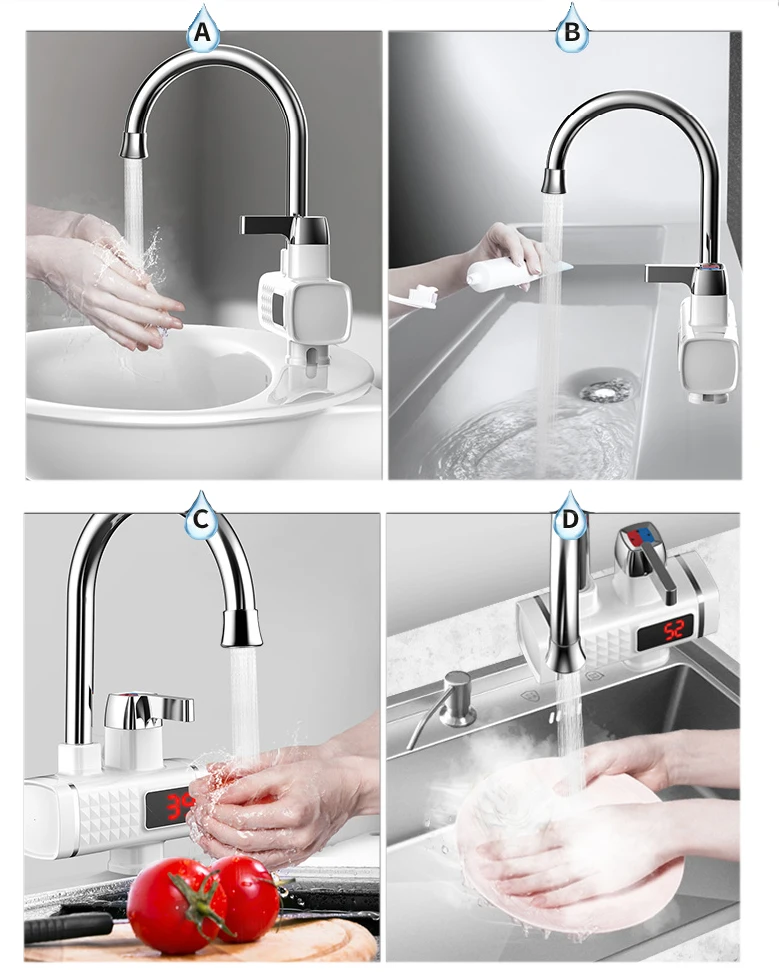 DMWD 3000W instant electric faucet water heater Temperature Display