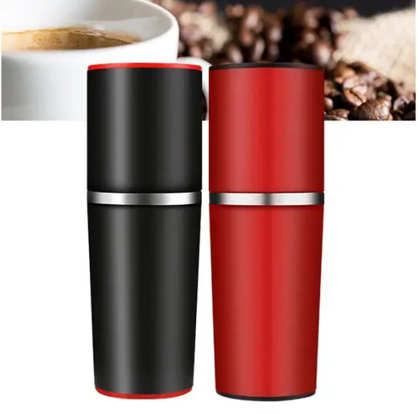 

Portable Coffee Maker 4 in 1 Stainless Camping Travel Manual Easy Coffee Grinder Coffee Mug Percolator Set