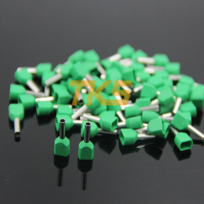 

TE4009 TE4012 Terminal 2x12 AWG Dual Entry Wire Bootlace Ferrules For 2 X4.0mm2 for two wire crimp terminal connector 50pcs