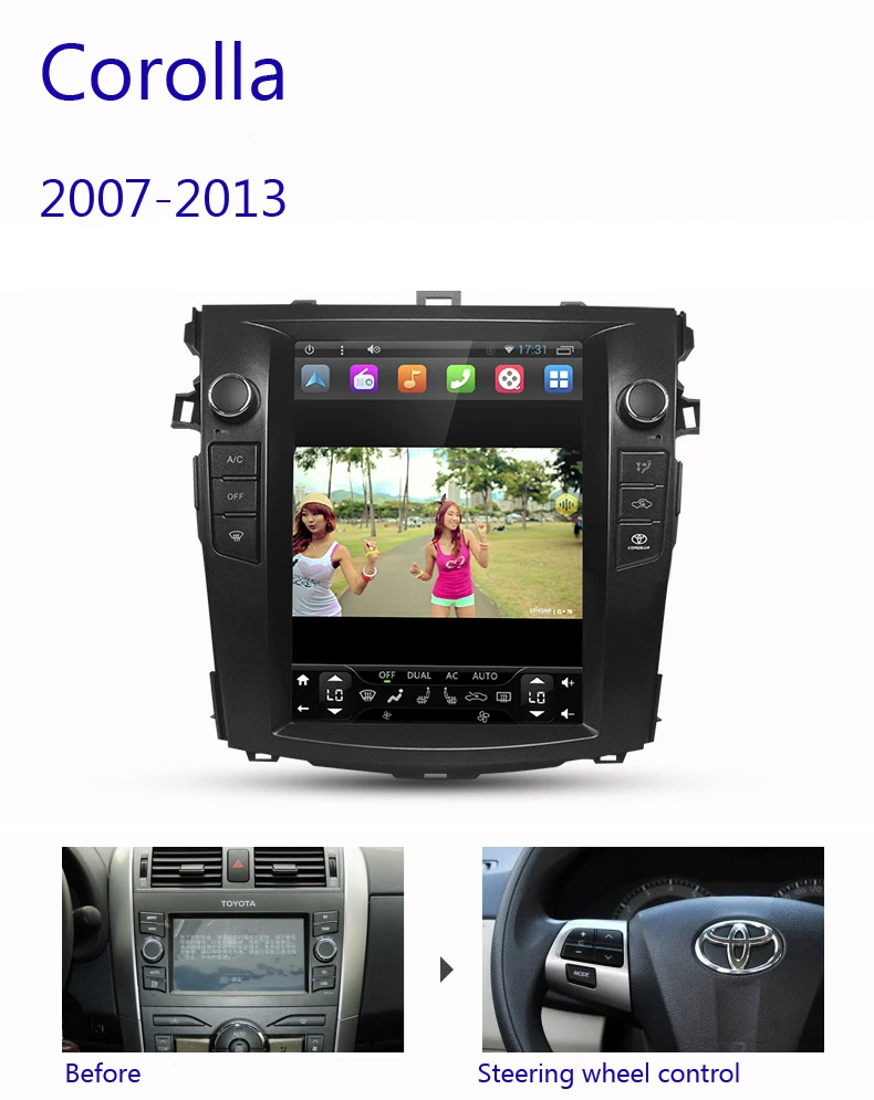Excellent in-dash gps car multimedia system with GPS for Toyota Corolla 2007-2013 back up camera with monitor 1
