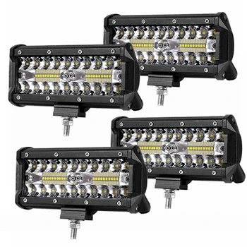 

Yait 4Pcs 7 Inch 120W Work Light Bar LED Pods Spot Flood Combo LED Driving Fog Lamp for Jeep Off-Road Truck Boat SUV 12V 24V