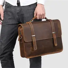 Мужской портфель из натуральной кожи, деловая сумка для ноутбука, винтажные Большие Офисные Сумки через плечо, дорожные роскошные сумки