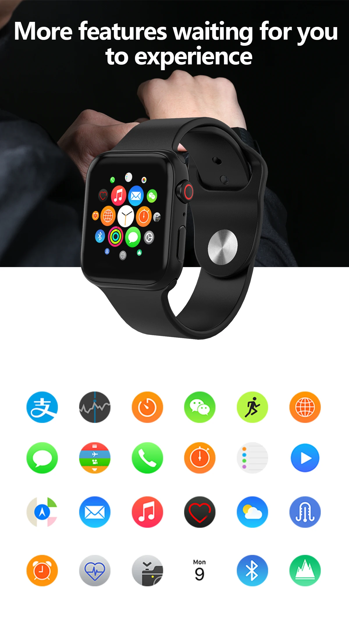 Смарт-часы 4 1,54 ''32 MB 128MB gps Bluetooth Сенсорный экран умные часы сообщение Push Беспроводная зарядка для Android apple phone