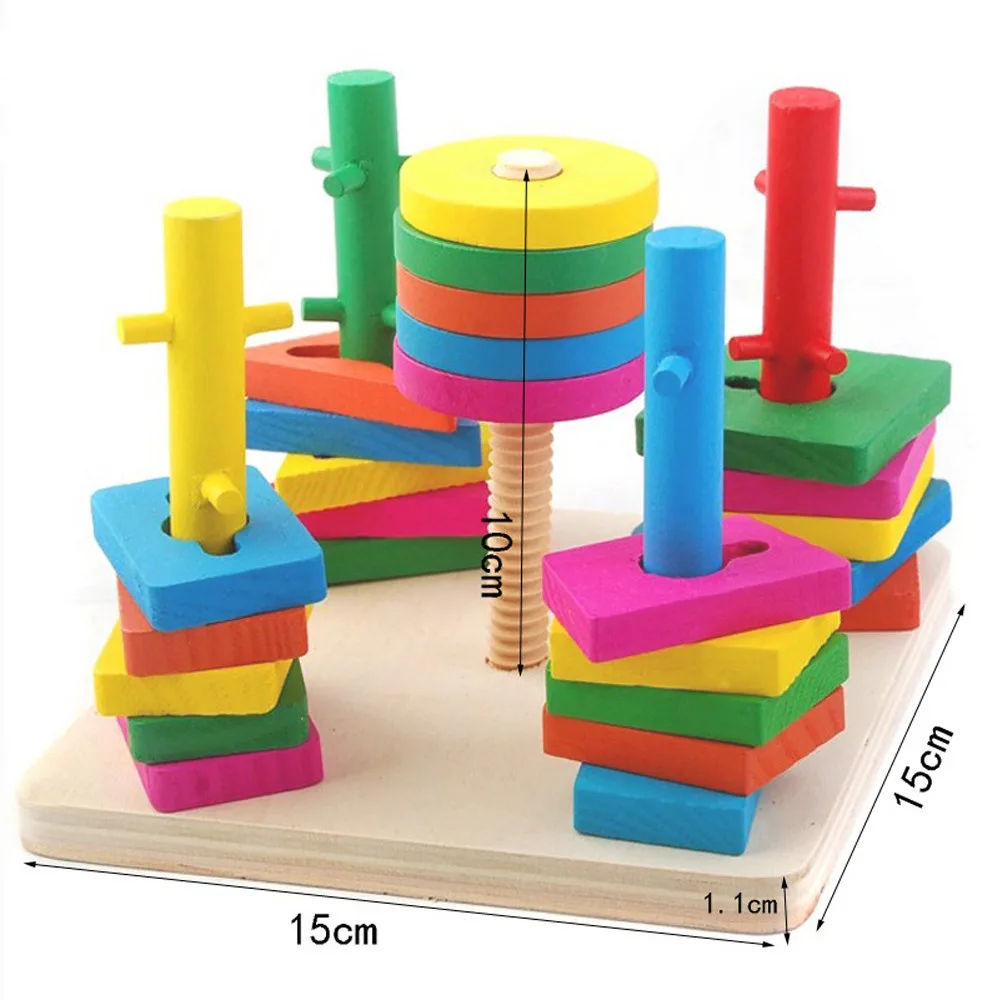 Wooden Educational Preschool Learning Shape Color Recognition Geometric Puzzle Funny font b Gadgets b font Novelty