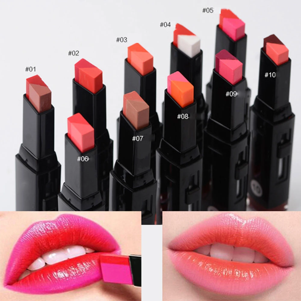 最新のダブル口紅長続き保湿グラデーションカラーリップスティック Color Lip Stick Lip Sticklipstick Long Aliexpress