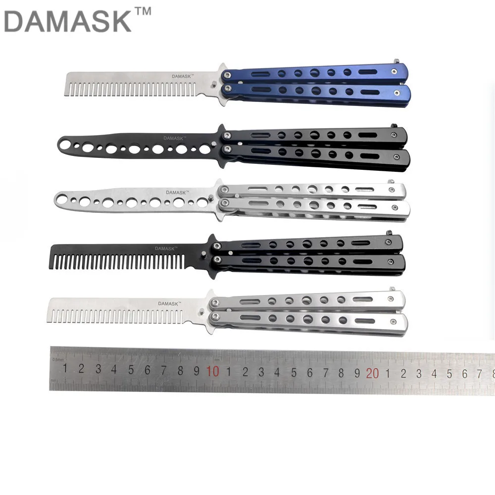 

DAMASK Butterfly Knife Non Sharpen Dull Blade Training Knife CS GO Counter Strike Folding Knife Comb Knife Balisong Trainer Tool