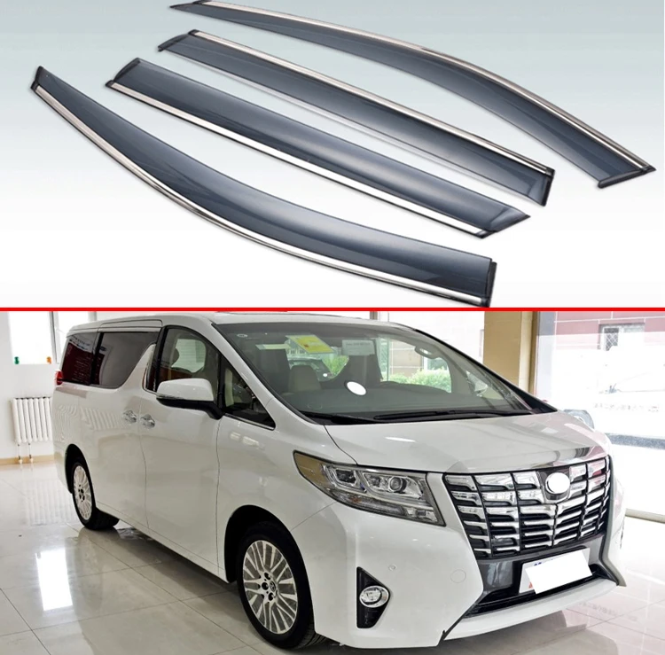

For Toyota Alphard Vellfire 2015 2016 2017 2018 Plastic Exterior Visor Vent Shades Window Sun Rain Guard Deflector 4pcs