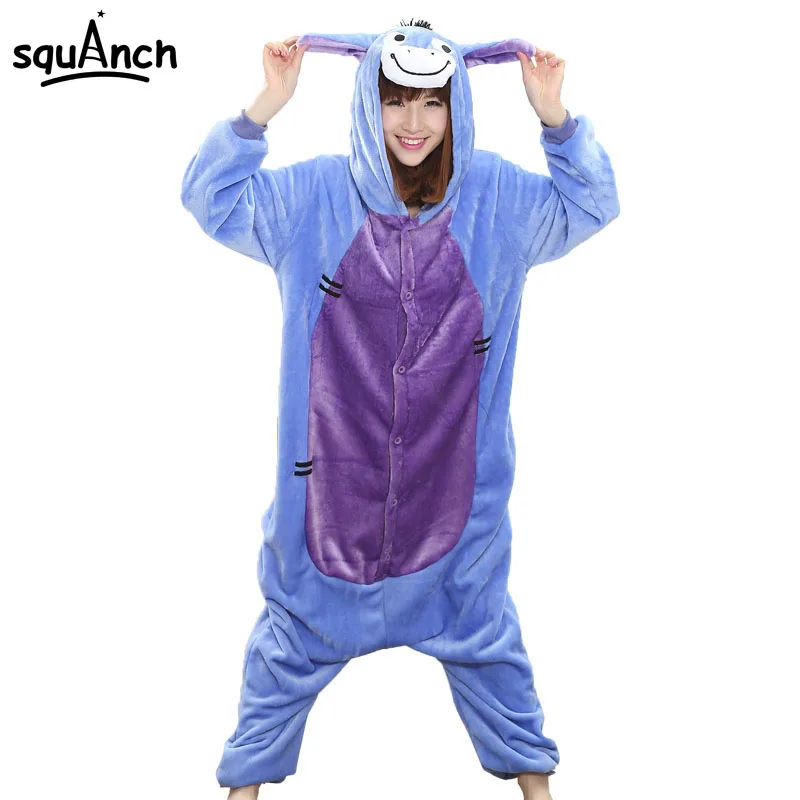 Donkey Onesie Animal Pajama Eeyore Costume Couple Adult Men Women