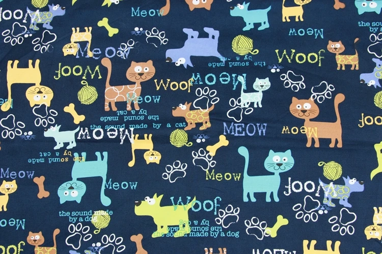 50x140 см мультфильм кошка и собака хлопчатобумажная ткань очки в стиле пэчворк с принтом стеганая ткань швейный материал DIY Одежда