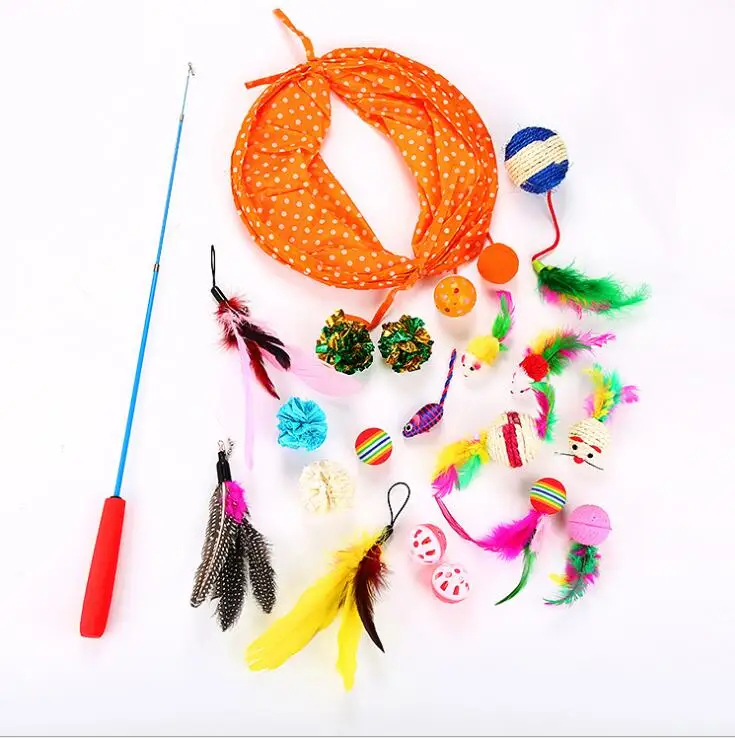 

Pet cat toy funny cat stick set Cat tunnel telescopic funny cat bar bell ball replacement head 20 pieces