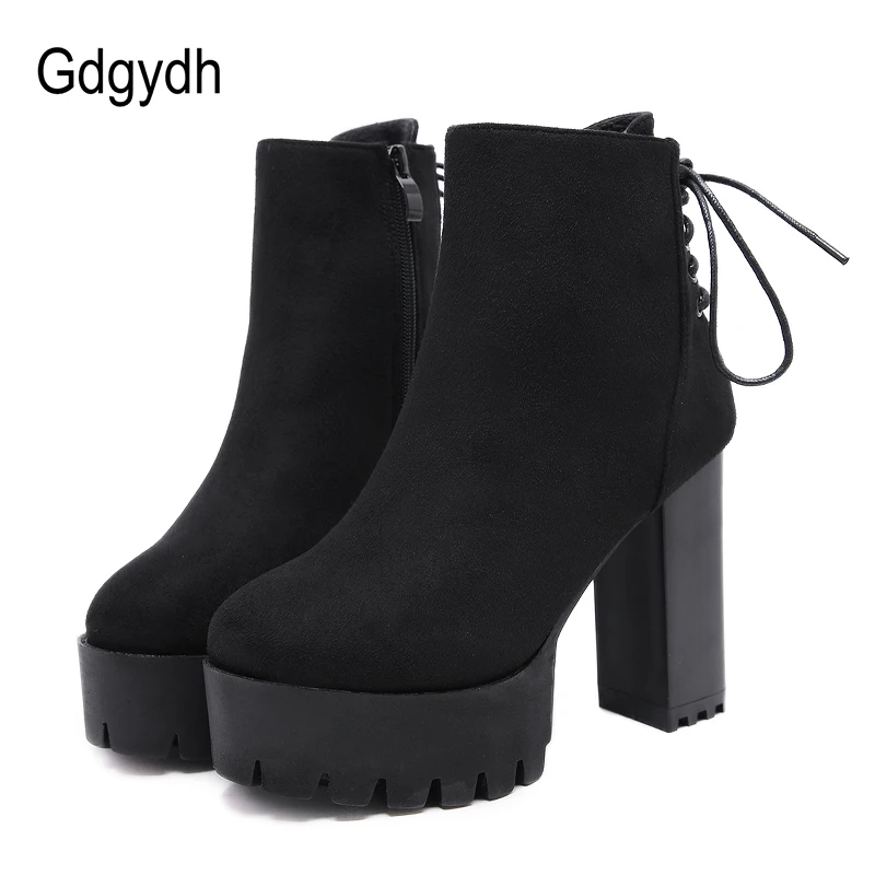 Femme Gothique Bottines Fermeture Éclair Haute Plate-forme punk Casual Chaussures Bout Rond Hot