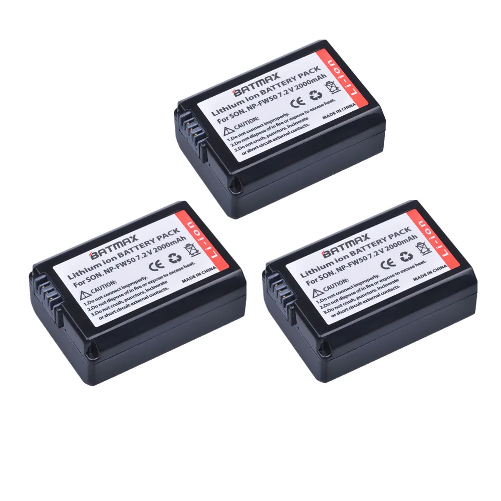 

3Pcs NP-FW50 FW50 NPFW50 Rechargeable Battery for Sony Alpha 7 7R II 7S a7S a7R II a5000 NEX-7 SLT-A37 DSC-RX10 RX10 II III 7SM2