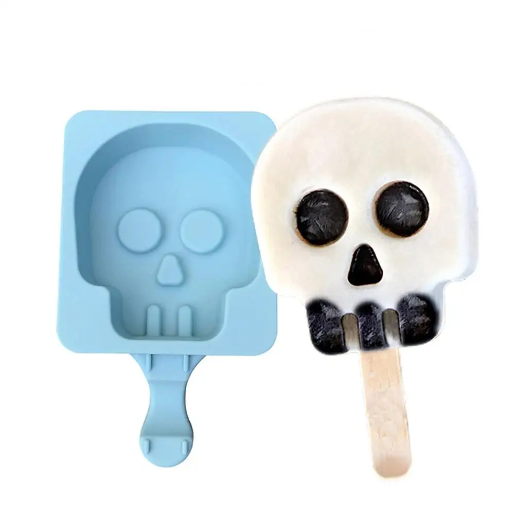 Silicone Ice Cream Mould Halloween Ghost Head Tombstone Owl Unicorn Crying Face Shaped Cartoon Ice Sucker Mould Cold Drink Mold