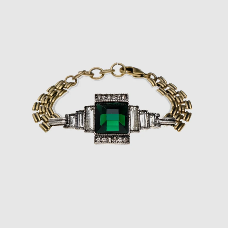 

Amorita boutique Simple green Mosaic metal chain bracelet