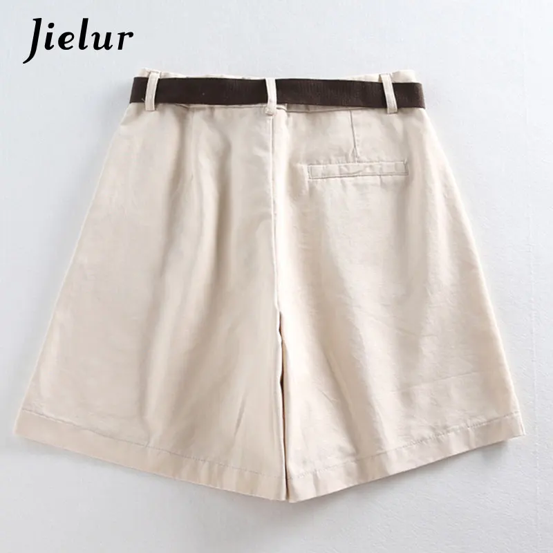 Cheap Jielur All match 4 Solid Color Sashes Casual Women Shorts A line High Waist Slim Summer Shorts Feminino Chic S XXL Ladies Bottom