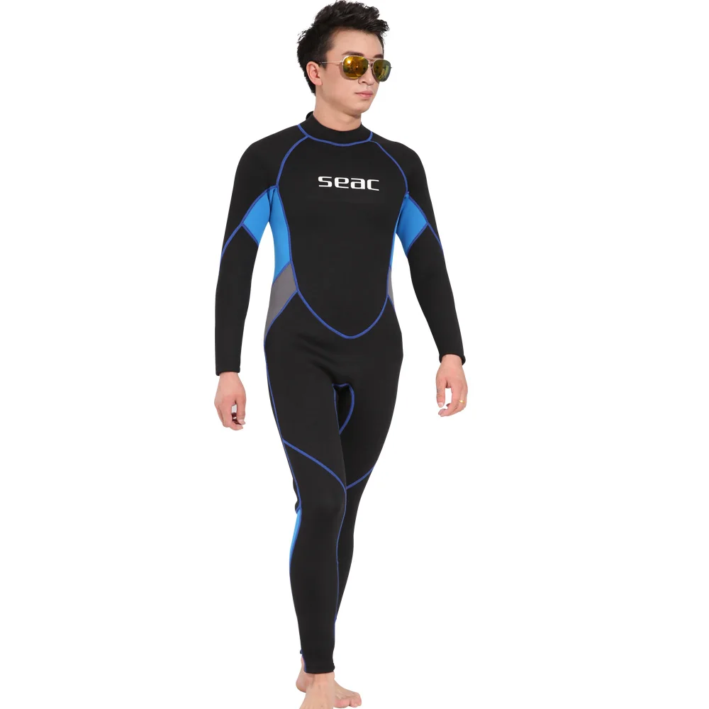 Seac Men wetsuits 3mm neoprene windsurfing suit long sleeve swimsuit