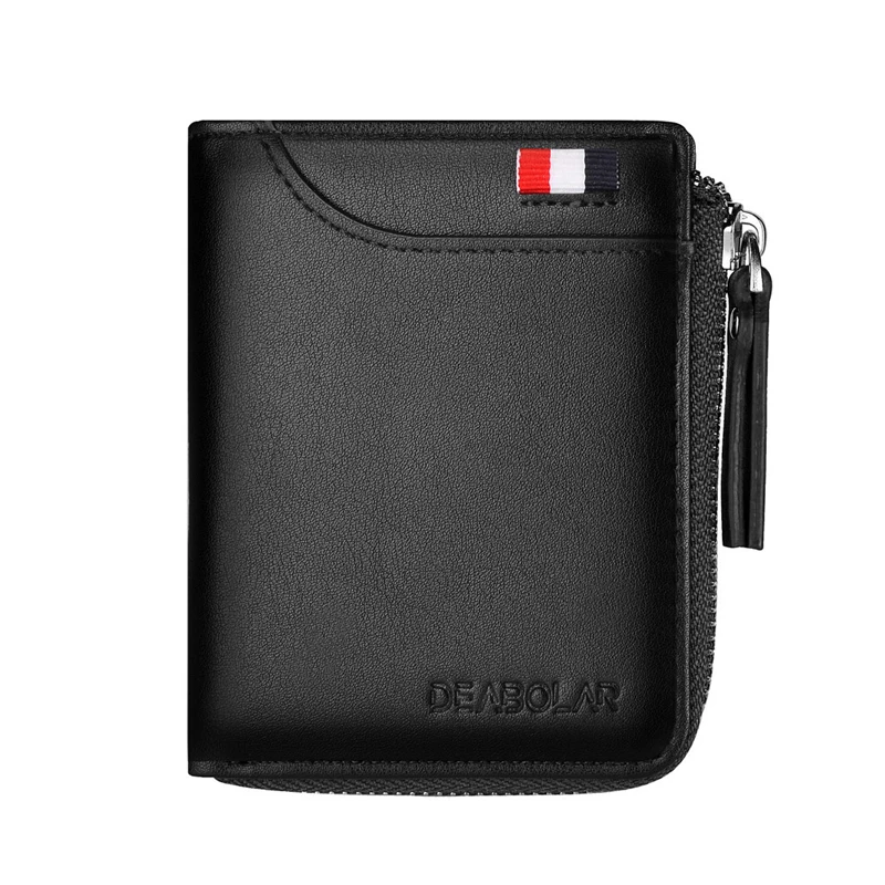 

2018 New Men's Zipper Wallet Men Leather Small Wallets with Card Holder Coin Wallet Male Zip Purse Money Bag billetera hombre