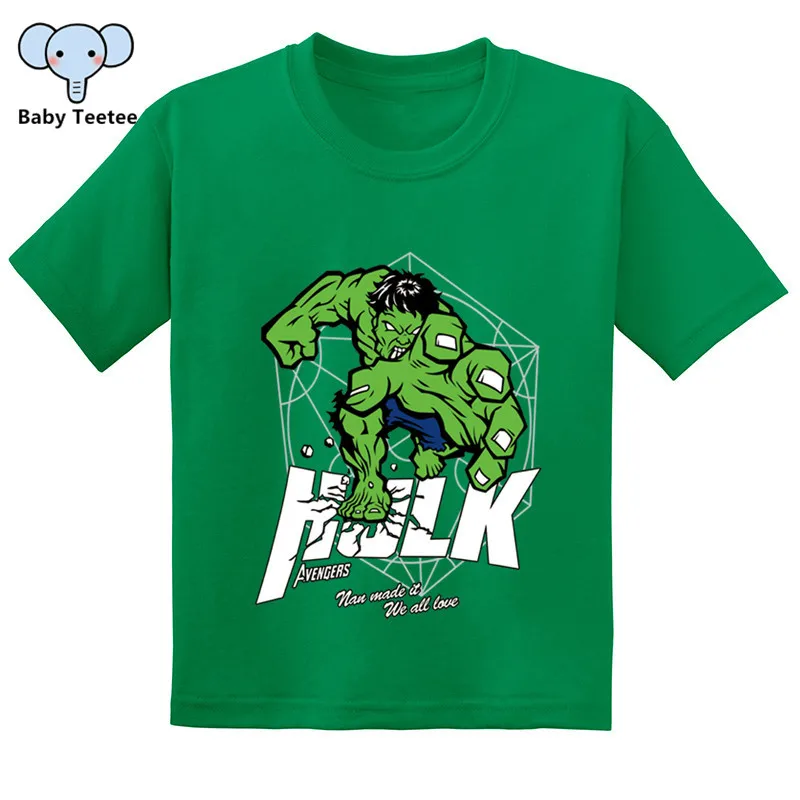 Детская летняя футболка; футболки с короткими рукавами с принтом «мстители», «Халк», «супергерой»; хлопковые топы для мальчиков и девочек; детская модная футболка