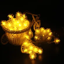 Подвески в виде соснового конуса, 2 м, 3 м, 4 м, 5 м, 10 м, волшебная светодиодная гирлянда на батарейках АА, рождественские уличные гирлянды, новогодние, вечерние, свадебные украшения