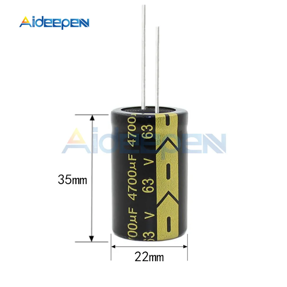 С алюминиевой крышкой, 63В 4700 мкФ 22*35 мм Алюминий электролитический конденсатор с алюминиевой крышкой, 4700 мкФ 63V4700uF 22x35 мм