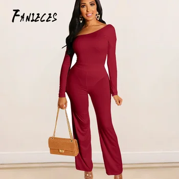 

FANIECES Casual Black red Jumpsuits Women bodysuit body mujer Office Ladies Solid Tapered Jumpsuit macacao feminino streetwear