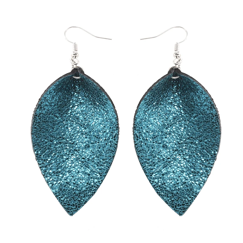 

Leather Earrings Long Pendants Bohemia Teardrop Dangle Earring Women Antique Looking Sequin Pendiente Orecchini Gouden Oorbellen