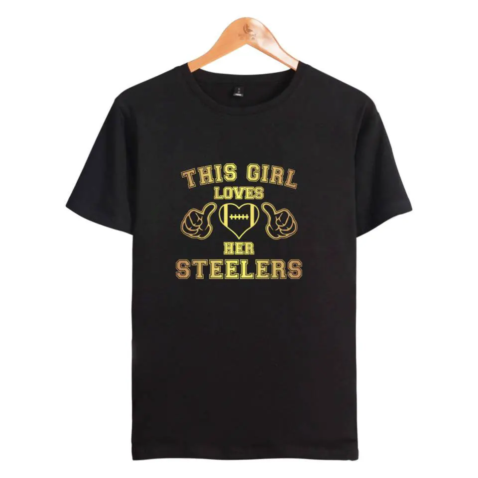 Футболка из хлопка с принтом This Loves Her Steelers футболка короткими рукавами