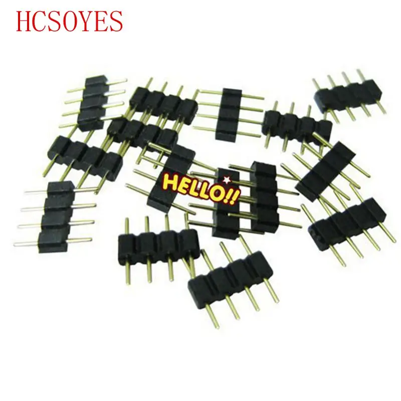 HCSOYES 100 шт 4 Pin/5 Pin штекер Адаптер светодиодный RGB Разъем для RGB 5050 3528 smd светодиодные ленты