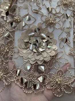 

Popular CiCi-112213 sequins French Lace Fabric embroidered lace fabric for wedding dress