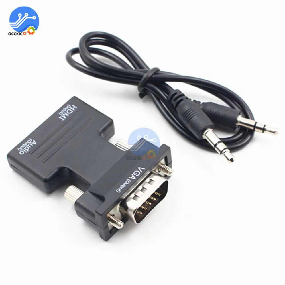 HDMI A VGA HD Adattatore del Convertitore con Audio Cavo Convertitore Maschio A Femmina 1080p HDMI