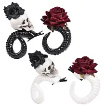 Готическая Лолита овечьи уши головной убор с рогом женские аксессуары для волос вечерние Cos Роза футболка с изображением черепа и волос клип Хэллоуин украшения