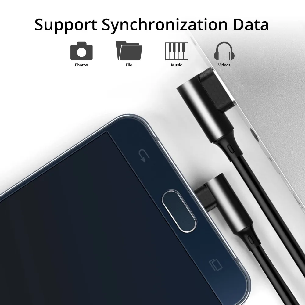 FONKEN Micro USB Cable 90 Degree Bending Charging Cable 2.4A L Type Bent Charge Data Cord Quick Charger Wire Mobile Phone Cables