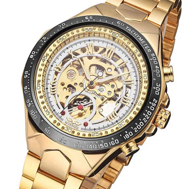 Популярный Вид Спорта Дизайн Диск Золотые Часы Мужские Часы Лучший Бренд Класса Люкс Montre Homme Часы Мужчины Автоматические Механические Часы Скелет