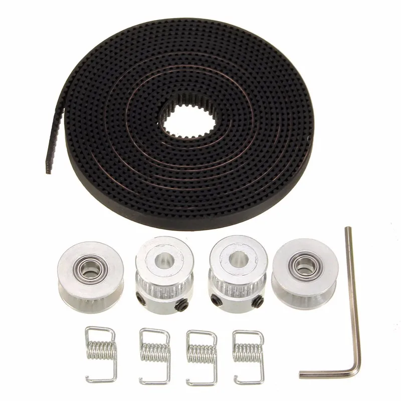 

2X GT2 Pulley 20 Teeth Bore 5mm + 8ft 2.5m 2GT GT2 Timing Belt & 2X Idler 4X Tensioner Durable for 3D printer RepRap