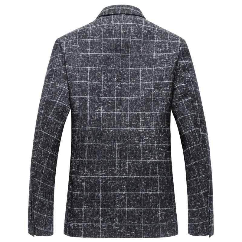 2019 Wool Fashion Jacket Men Classic Jacket Stylish Grid Suit Blazer Jacket Casual Business Tailored Mens Skinny Slim Blazer