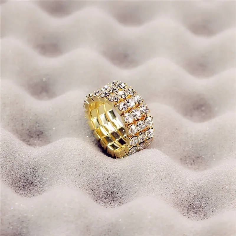 Модные многослойные 3 ряда кристально чистая цепочка со стразами блестящее эластичное кольцо для женщин Свадебные модные украшения