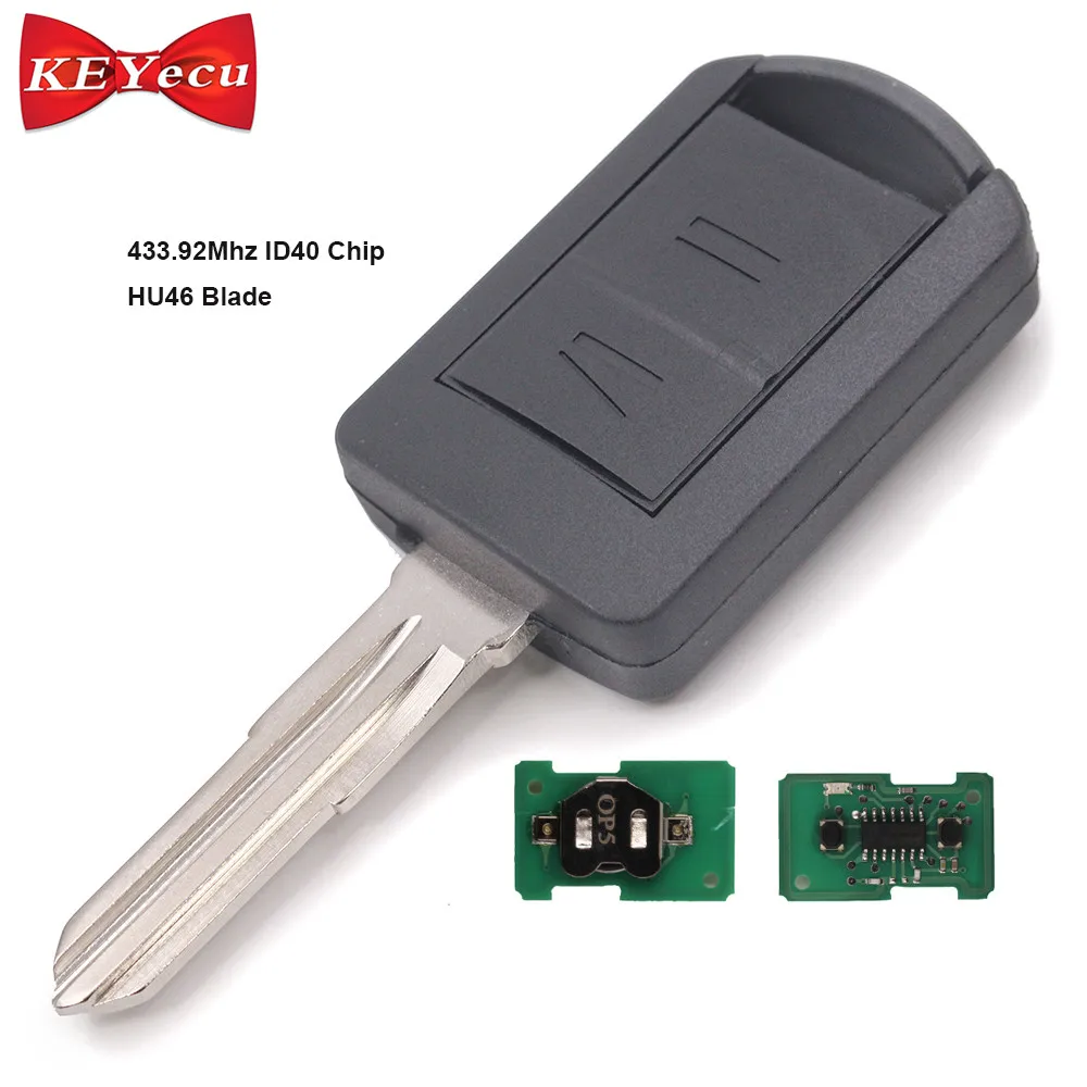 KEYECU Remote Key Fob 2 Button + 433.92Mhz ID40 Chip for Vauxhall Opel