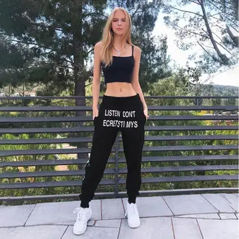 

Fashion new personality street letter print Slim casual harem pants