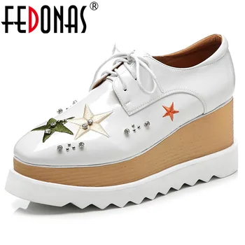 

FEDONAS Fashion Brand Flats Platforms Spring Summer Genuine Leather Shoes Woman Corss-tied Sexy Party Dancing Shoes 2019 Flats