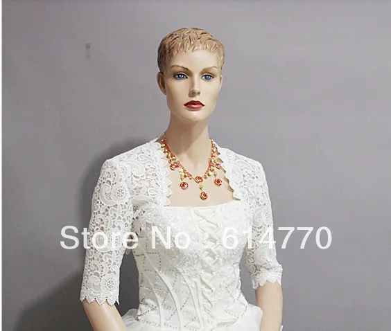 2014 hot sale custom-made wholesale free shipping half sleeve lace wedding jackets J428 | Свадьбы и торжества