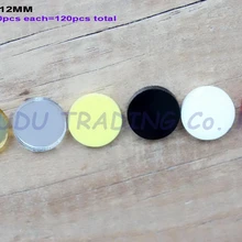 8 шт. каждый) 12 ммакриловых сережек-гвоздики, круглые зеркальные, красные, желтые, черные, белые серьги-гвоздики с лазерной огранкой 0,"-AC1018E