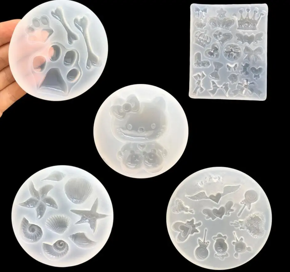 

5pcs/Set Bone/Crown/Bow/Conch/Cat/Wings Cabochon Silicon Mold Mould For Epoxy Resin Jewelry Beads Making DIY