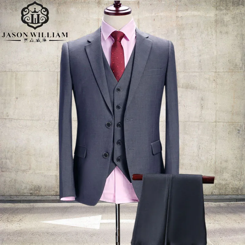 LN042 Gray Wedding Tuxedo Custom Made Grey Suits Gray Groom Suit Mens