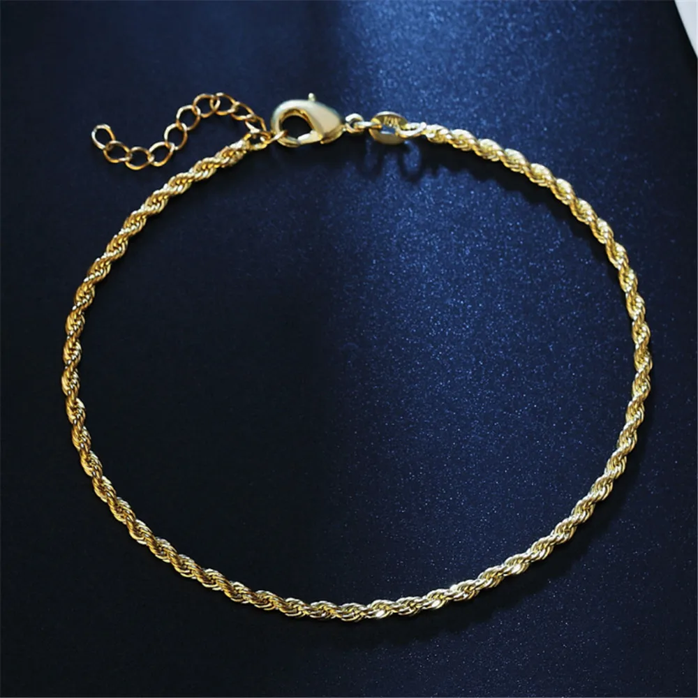 

ECODAY 2mm Rope Chain Ankle Bracelet Gold Color Anklets For Women Leg Bracelet Foot Bracelet Joyas Women Accessories