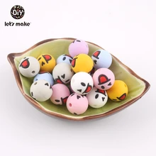 Let's Make 10pcs 15mm Cartoon Cute Silicone Wink Beads BPA Free Lovely Smile Beads DIY Pacifier Clip Chains Chew Baby Teethers