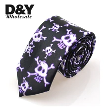 Новое поступление 5 см/2 inch Широкий Мода "Фиолетовая лента крест костей черепа" узором галстук полиэстер тканые классический для мужчин партии галстук