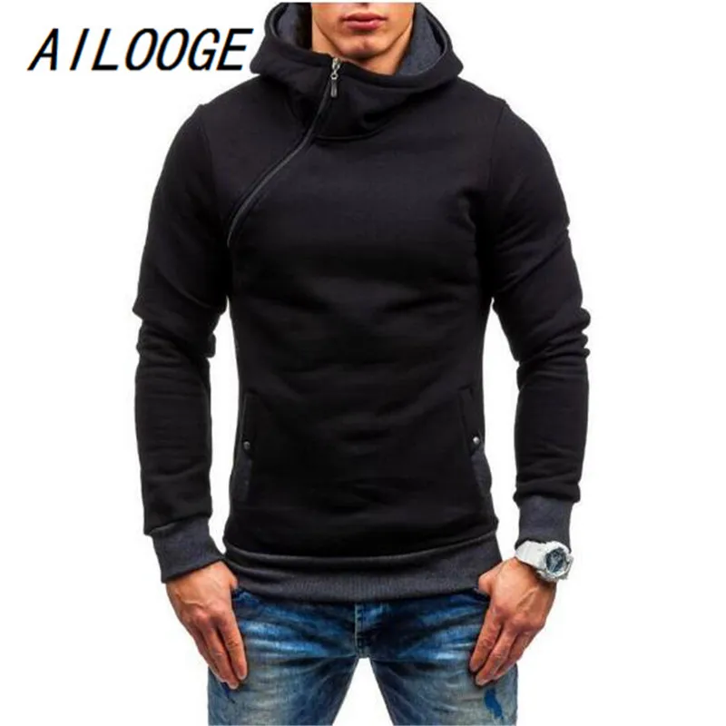 AILOOGE мужские толстовки Sudaderas Hombre в стиле хип-хоп Брендовые однотонные с капюшоном