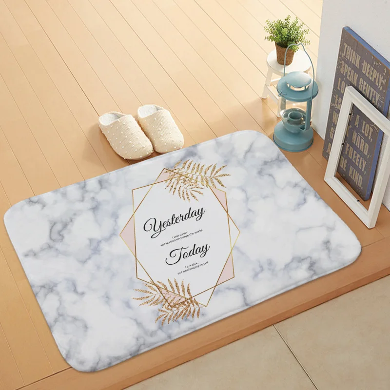 

40x60cm/15.6x23.6'' Floor Mat Bath Carpet Living Room Marble background alphabet Rug Doormat Non-slip For Bedroom Door Mat