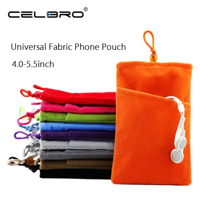 Universal Fabric Phone Pouch Case Soft Velvet Smartphone Pocket Bag 5.5'' 5.0'' 4.3'' for iPhone