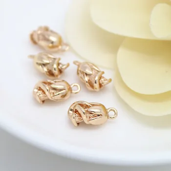 

6PCS 6x13MM 24K Champagne Gold Color Plated Brass Rose Charms Pendants High Quality Diy Jewelry Accessories